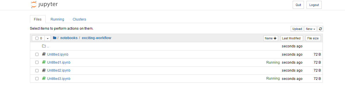 Jupyter notebook with untitled notebooks